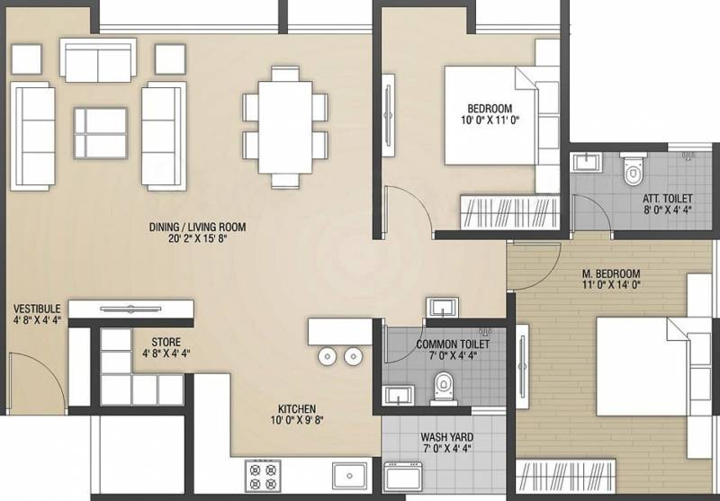 Challenge Nysa Skydale (2BHK+2T (1,410 sq ft) 1410 sq ft)