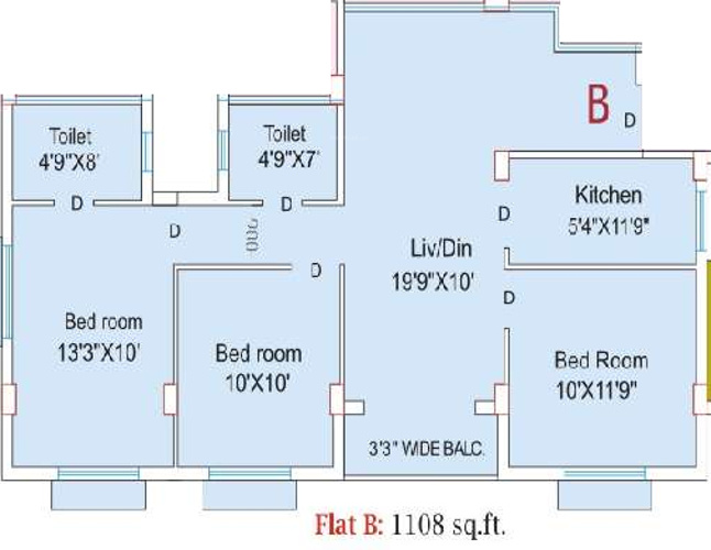 Eden Serenity (3BHK+2T (1,108 sq ft) 1108 sq ft) Eden Serenity (3BHK+2T (1,108 sq ft) 1108 sq ft)