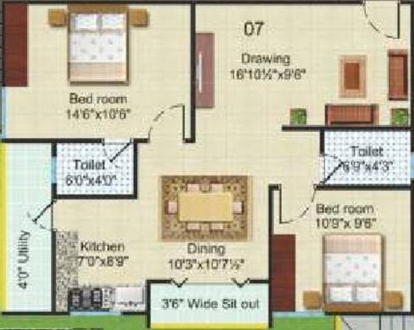 Crescent Indra Vijaya Towers (2BHK+2T (1,060 sq ft) 1060 sq ft)