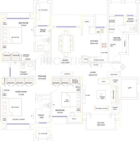 Lunkad Sky Vie (3BHK+4T (1,690 sq ft) + Servant Room 1690 sq ft)