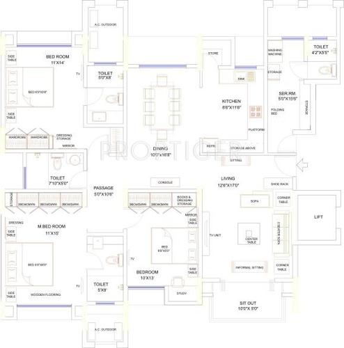 Lunkad Sky Vie (3BHK+4T (1,690 sq ft) + Servant Room 1690 sq ft) Lunkad Sky Vie (3BHK+4T (1,690 sq ft) + Servant Room 1690 sq ft)