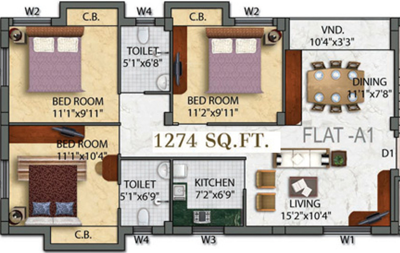 Eden Radiance (3BHK+2T (1,274 sq ft) 1274 sq ft) Eden Radiance (3BHK+2T (1,274 sq ft) 1274 sq ft)