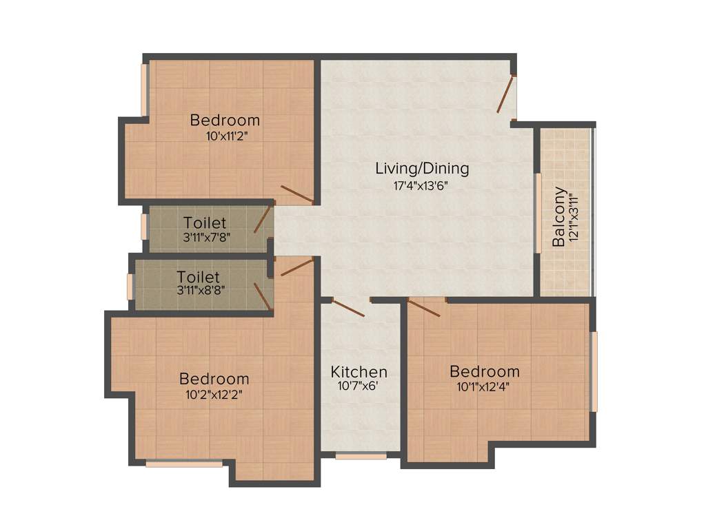 Eden Belvedere (3BHK+2T (1,269 sq ft) 1269 sq ft)