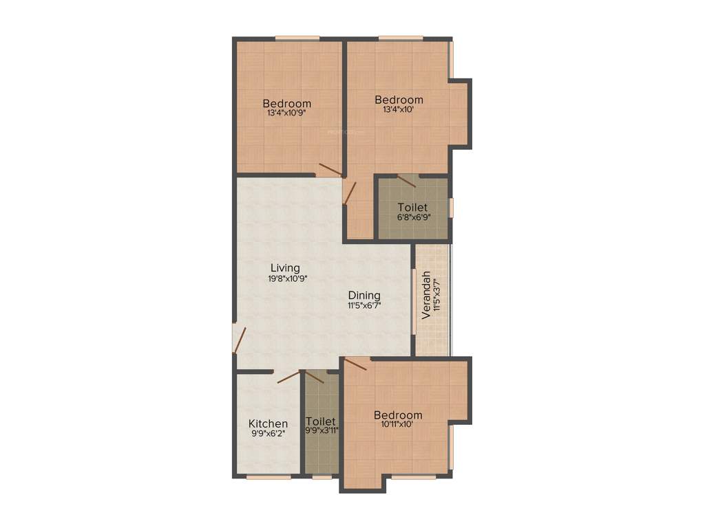 Eden Belvedere (3BHK+2T (1,335 sq ft) 1335 sq ft)