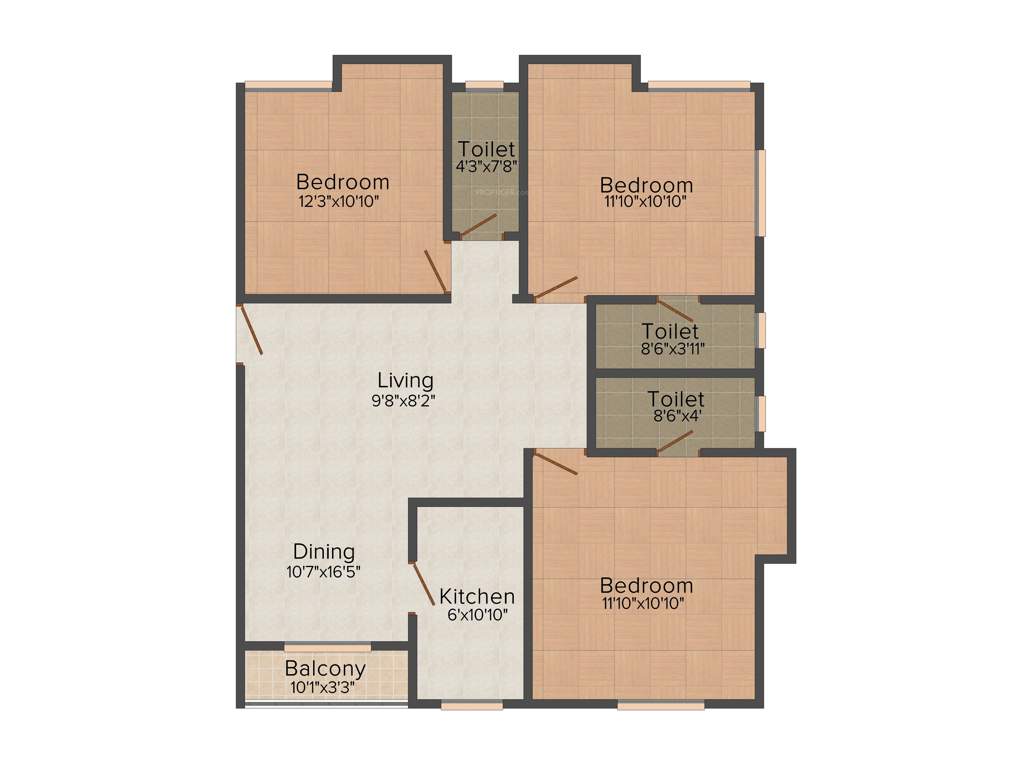 Eden Belvedere (3BHK+2T (1,330 sq ft) 1330 sq ft)