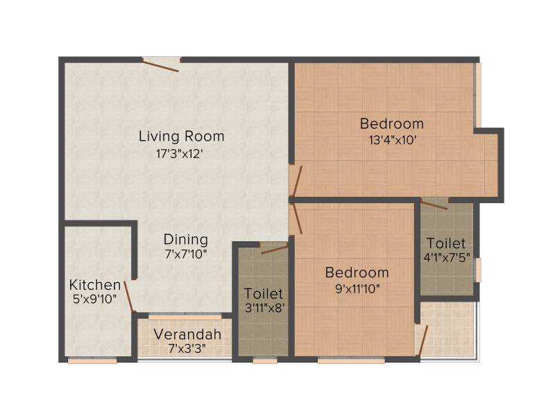 Eden Belvedere (2BHK+2T (987 sq ft) 987 sq ft)