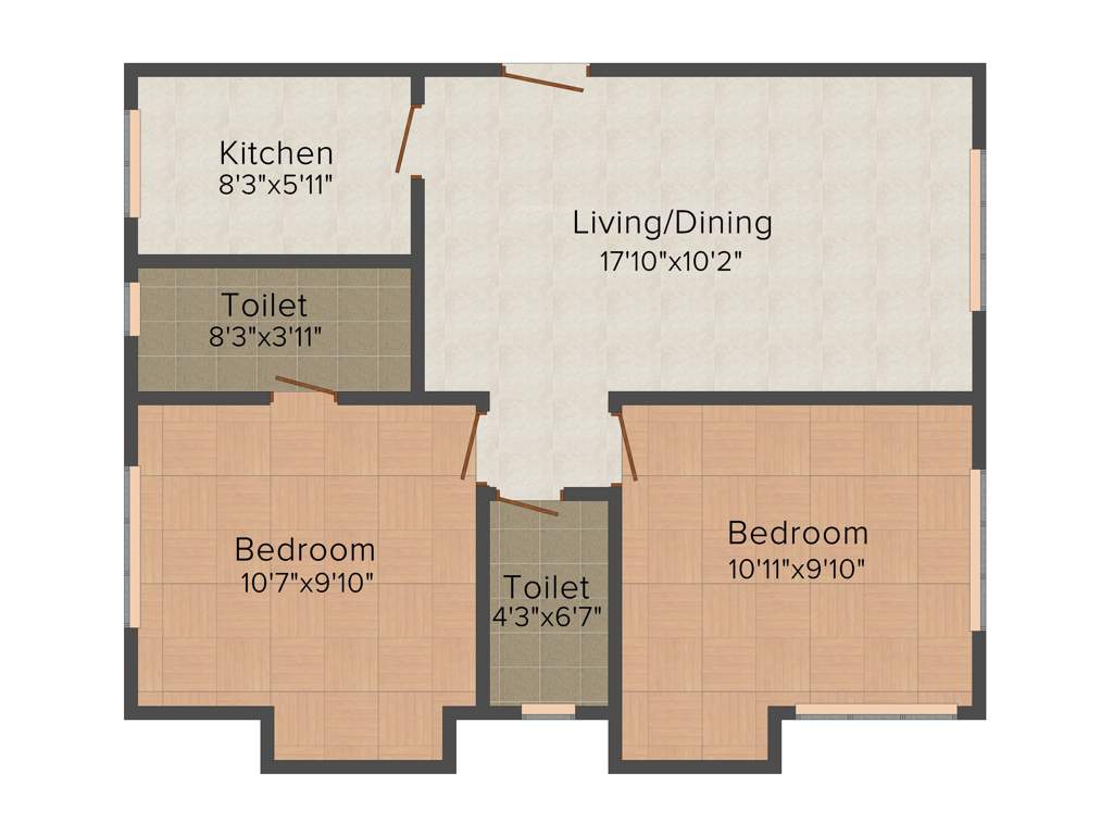 Eden Belvedere (2BHK+2T (811 sq ft) 811 sq ft)