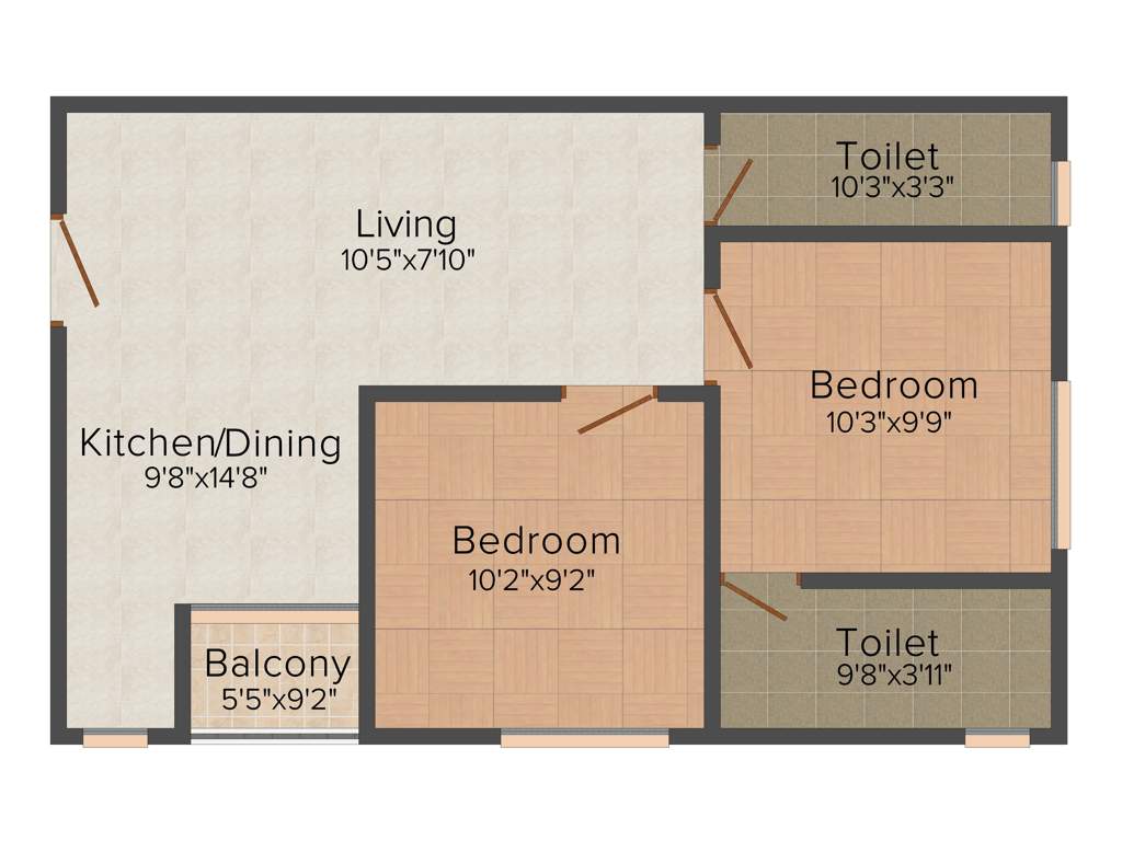 Eden Belvedere (2BHK+2T (763 sq ft) 763 sq ft)