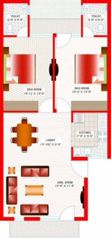 Aman Affordable Luxury1 (2BHK+2T (1,100 sq ft) 1100 sq ft)