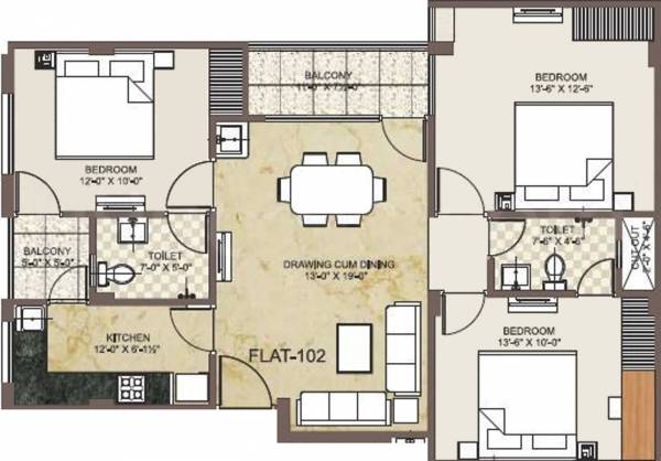 Aashish Group RD Enclave (3BHK+2T (1,305 sq ft) 1305 sq ft)