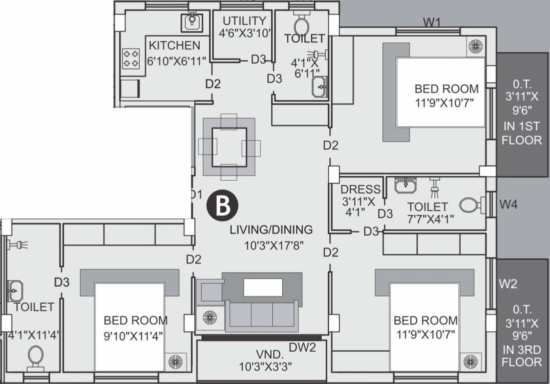 Eden Elements (3BHK+3T (1,250 sq ft) 1250 sq ft)