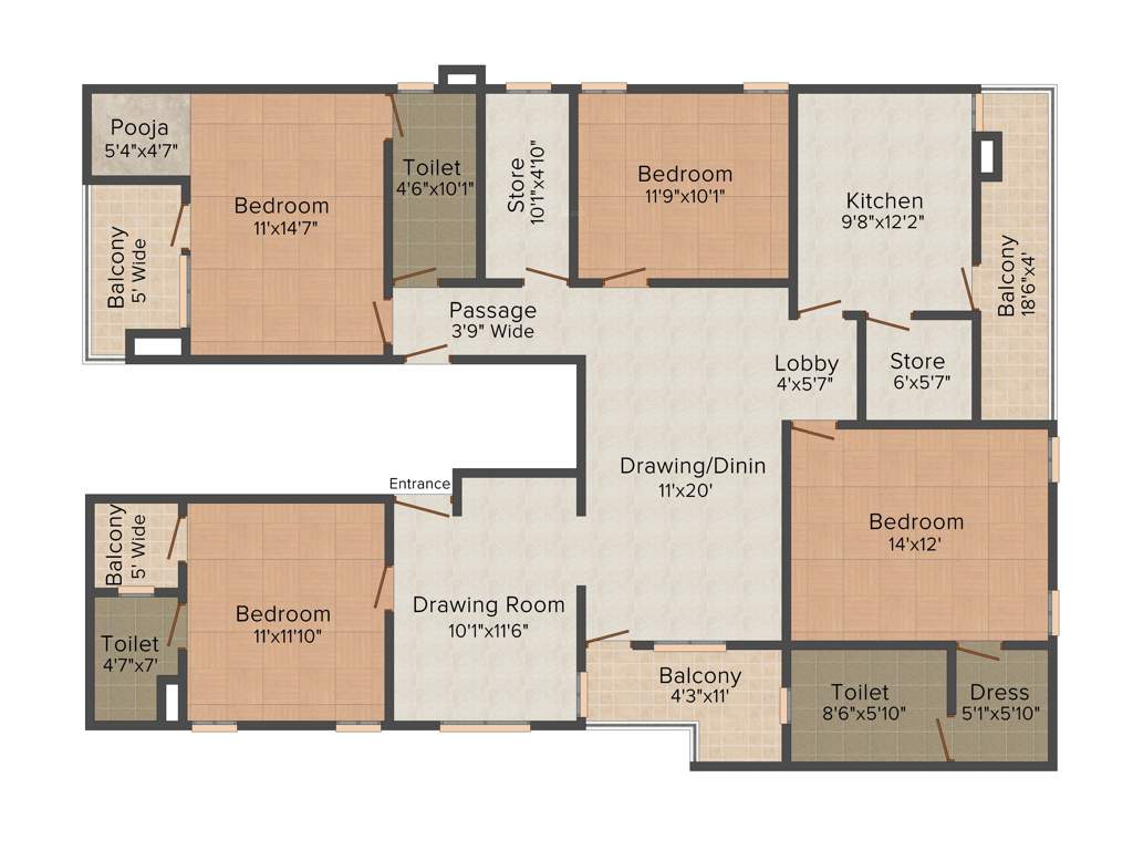 Aashish Om Shanti Ganga (4BHK+3T (2,250 sq ft) + Pooja Room 2250 sq ft)