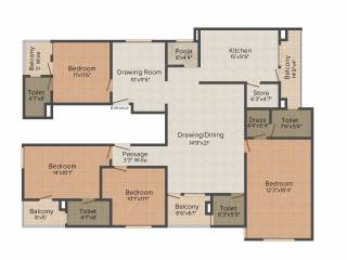 Aashish Om Shanti Ganga (4BHK+4T (2,400 sq ft) + Pooja Room 2400 sq ft)