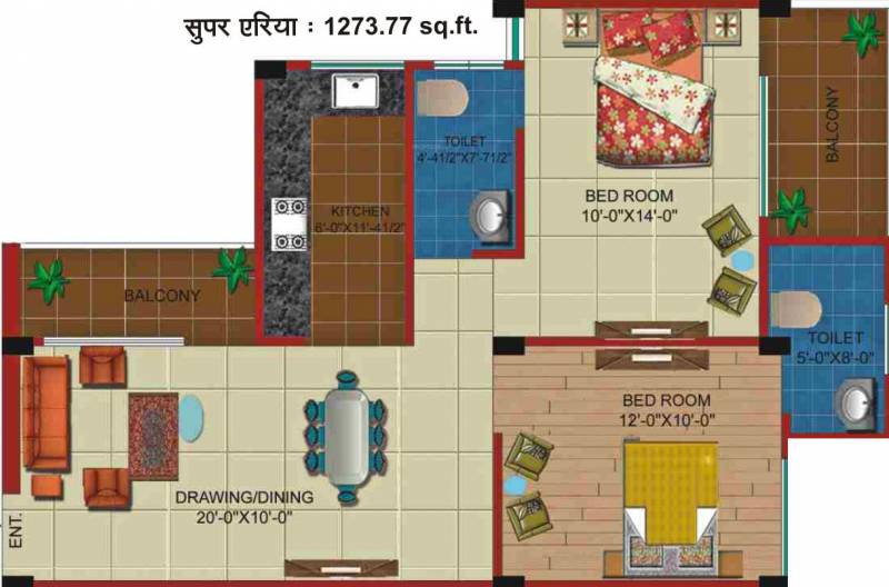 Citizen Housing Eco Heights (2BHK+2T (1,274 sq ft) 1274 sq ft)