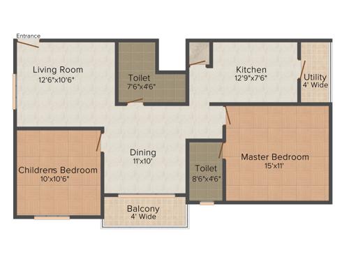 UNOH Grandeur (2BHK+2T (1,117 sq ft) + Pooja Room 1117 sq ft)