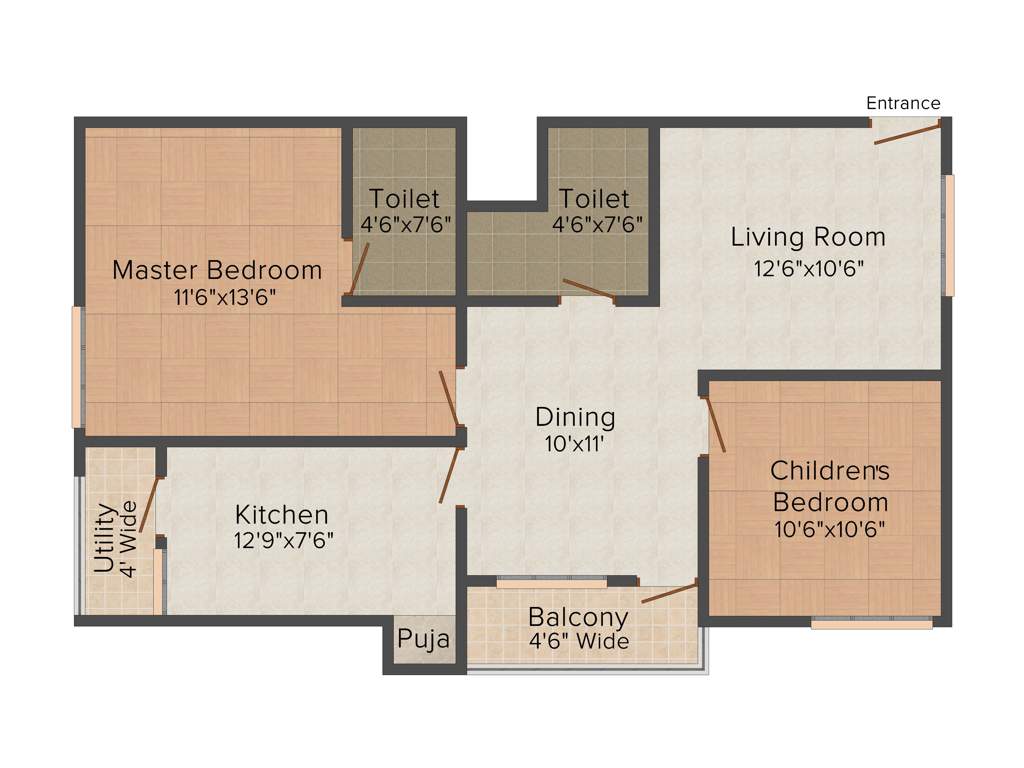 UNOH Grandeur (2BHK+2T (1,122 sq ft) + Pooja Room 1122 sq ft)
