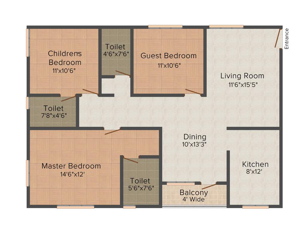 UNOH Grandeur (3BHK+3T (1,485 sq ft) 1485 sq ft)