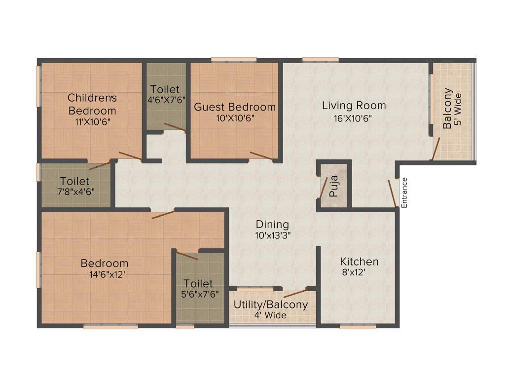 UNOH Grandeur (3BHK+3T (1,604 sq ft) + Pooja Room 1604 sq ft)