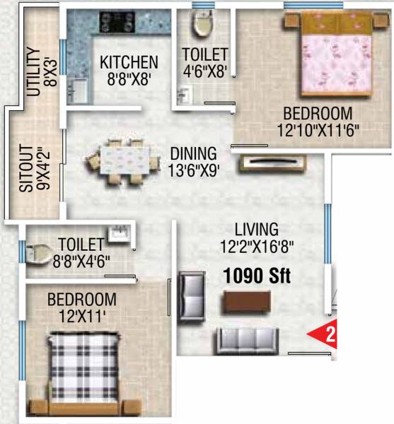 SVP Sunshine (2BHK+2T (1,090 sq ft) 1090 sq ft) SVP Sunshine (2BHK+2T (1,090 sq ft) 1090 sq ft)