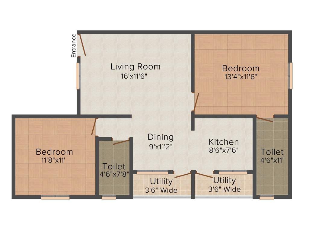 Sparrow Meridian (2BHK+2T (1,038 sq ft) 1038 sq ft)