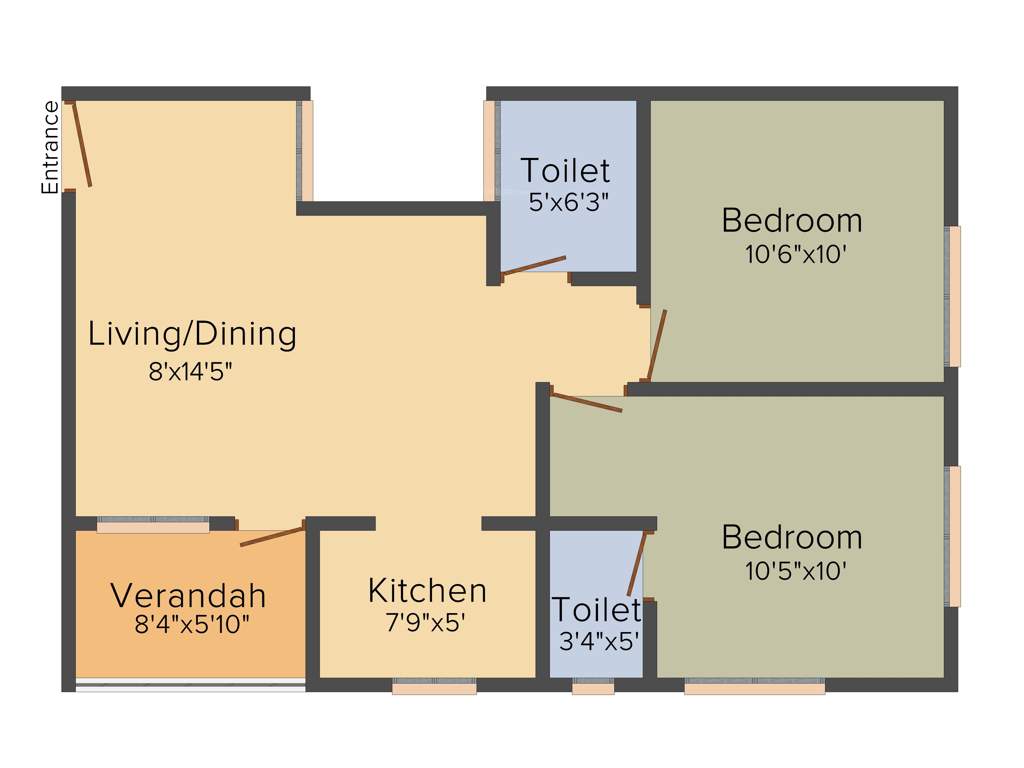 SK Royal Ashiana (2BHK+2T (815 sq ft) 815 sq ft)