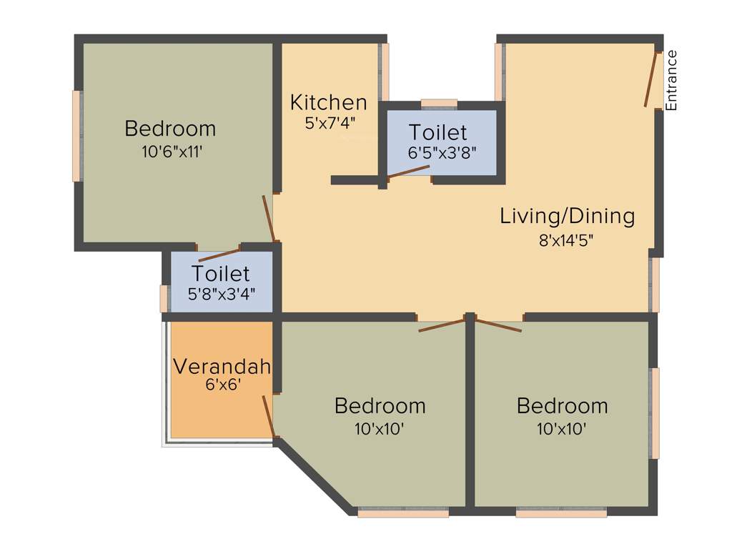 SK Royal Ashiana (3BHK+2T (895 sq ft) 895 sq ft)