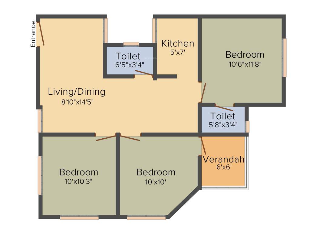 SK Royal Ashiana (3BHK+2T (915 sq ft) 915 sq ft)