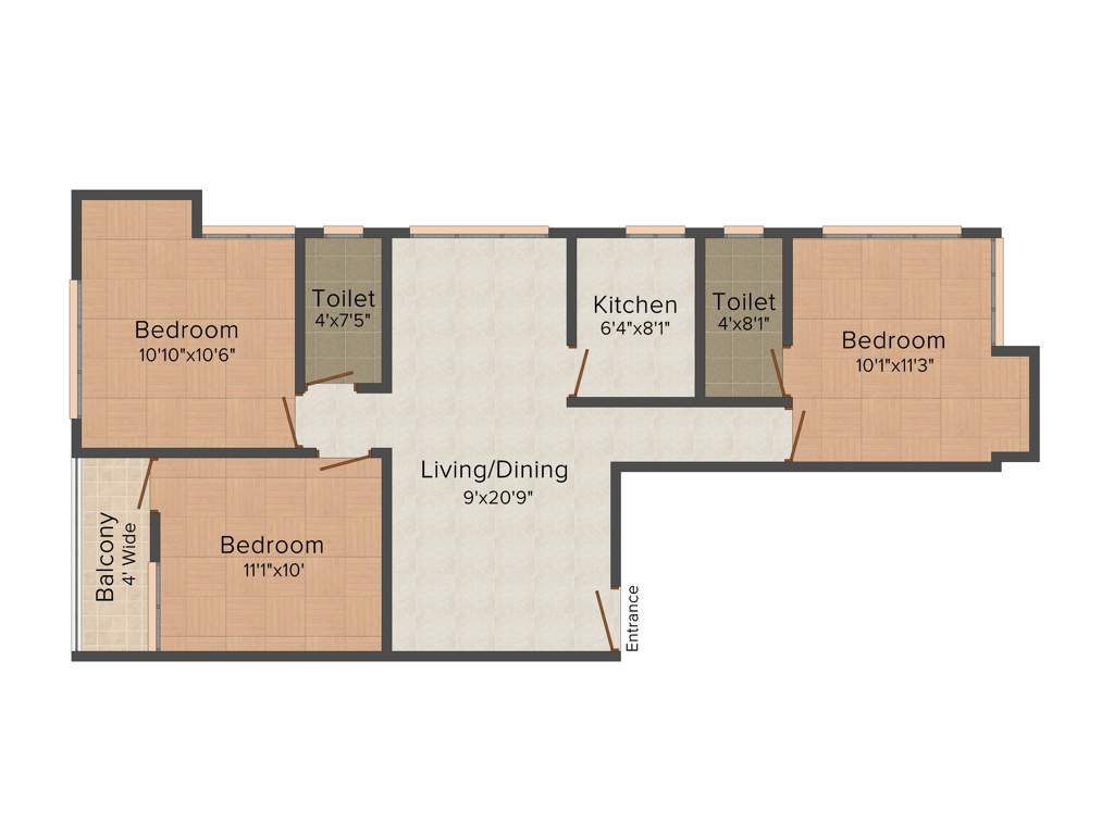 Gazebo Khanika (3BHK+2T (1,365 sq ft) 1365 sq ft)