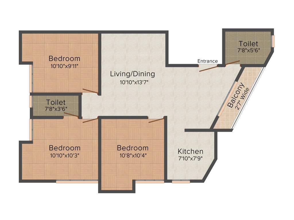 Gazebo Khanika (3BHK+2T (1,382 sq ft) 1382 sq ft)
