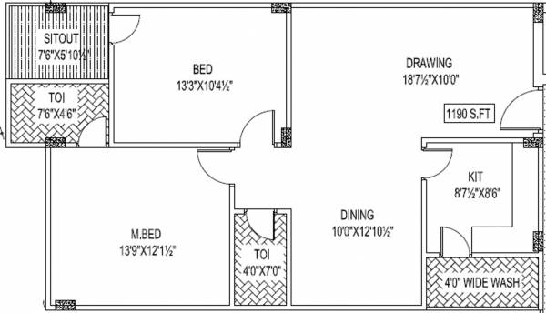 Gemini Gemini Vista (2BHK+2T (1,190 sq ft) 1190 sq ft)