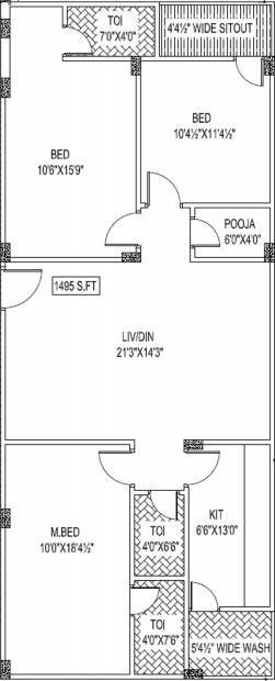 Gemini Gemini Vista (3BHK+3T (1,495 sq ft) + Pooja Room 1495 sq ft)