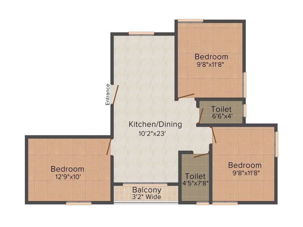 Attcon Gagandeep (3BHK+2T (1,175 sq ft) 1175 sq ft)