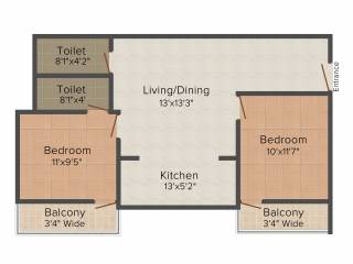 BK Gitanjali Apartment (2BHK+2T (860 sq ft) 860 sq ft) BK Gitanjali Apartment (2BHK+2T (860 sq ft) 860 sq ft)