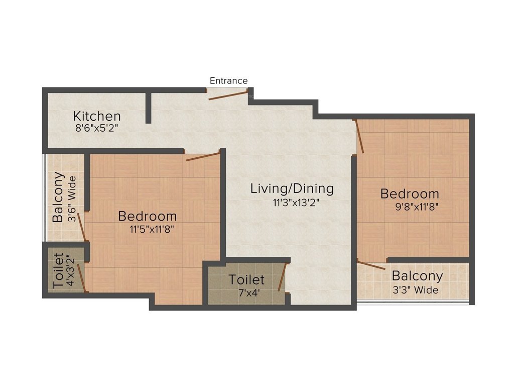 Srishti Sukh Apparment (2BHK+2T (694 sq ft) 694 sq ft)