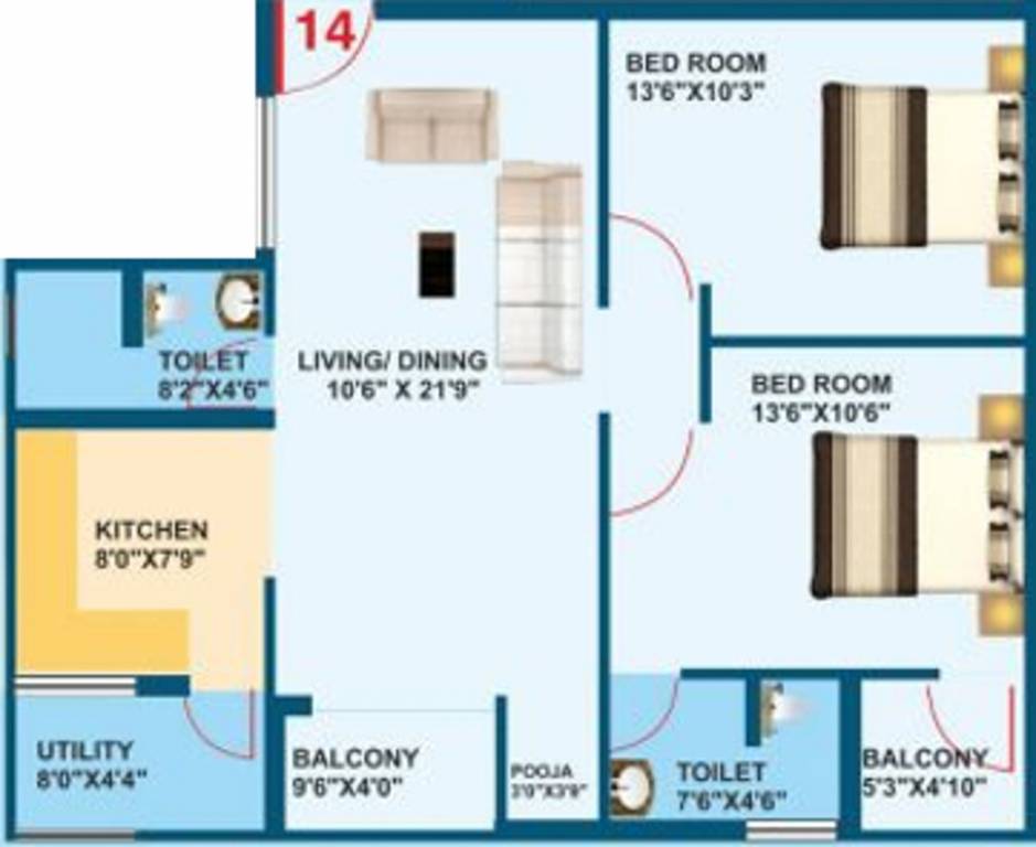 Vasundara Skyscape (2BHK+2T (1,008 sq ft) + Pooja Room 1008 sq ft)