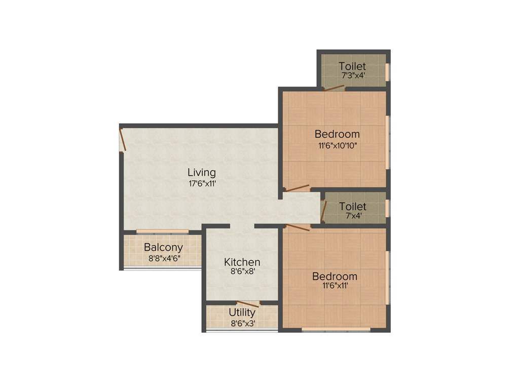 City Godavari Residency (2BHK+2T (885 sq ft) 885 sq ft)