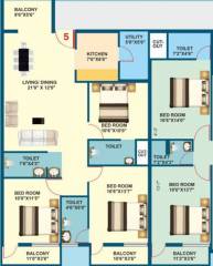 Vasundara Skyscape (3BHK+3T (1,400 sq ft) + Pooja Room 1400 sq ft)