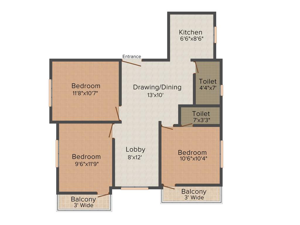 PS Encalve Santi Kundu Ishani VII (3BHK+3T (1,106 sq ft) 1106 sq ft)