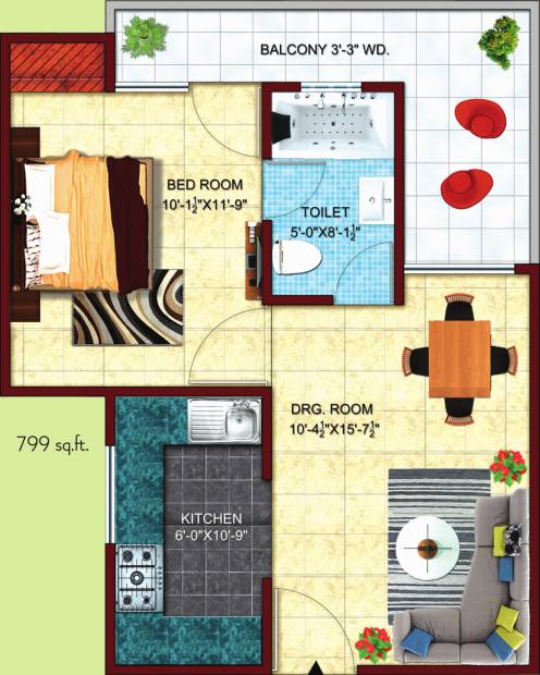 Citizen Housing Shubhaalay (1BHK+1T (799 sq ft) 799 sq ft)