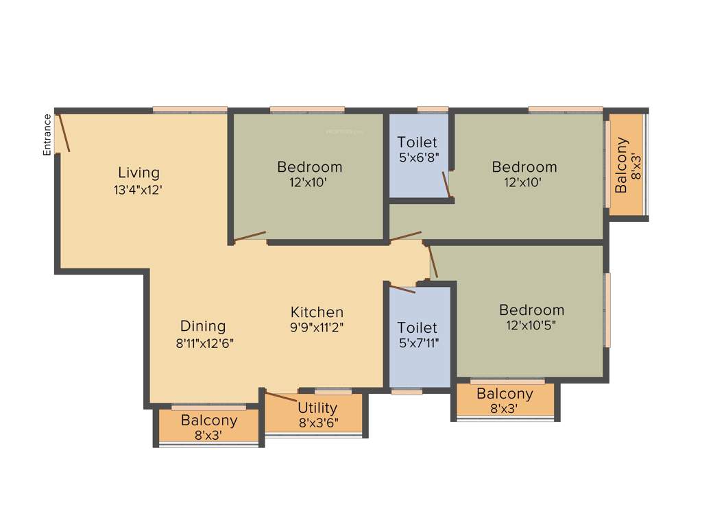 Reddy Ceyone (3BHK+3T (1,305 sq ft) 1305 sq ft)