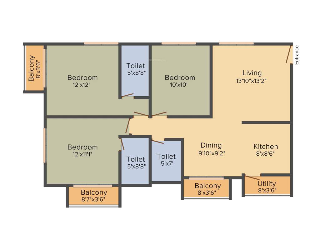Reddy Ceyone (3BHK+3T (1,451 sq ft) 1451 sq ft)