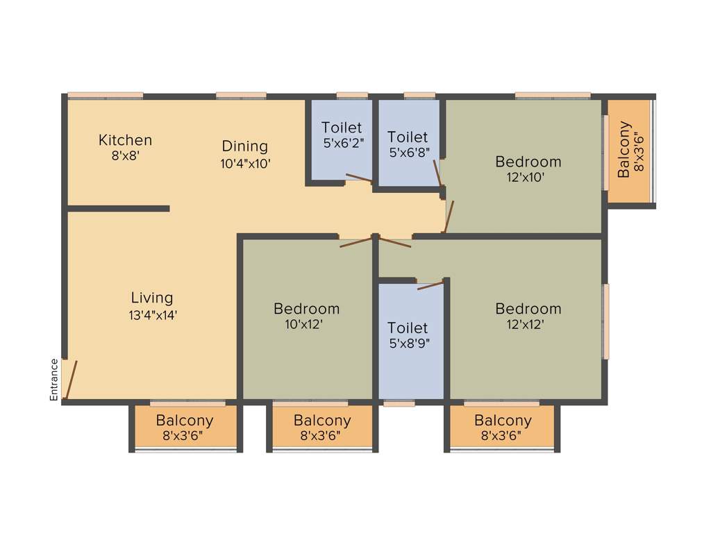 Reddy Ceyone (3BHK+3T (1,396 sq ft) 1396 sq ft)