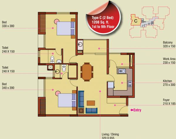 Lotus Rugmini Kesavam (2BHK+2T (1,208 sq ft) 1208 sq ft) Lotus Rugmini Kesavam (2BHK+2T (1,208 sq ft) 1208 sq ft)