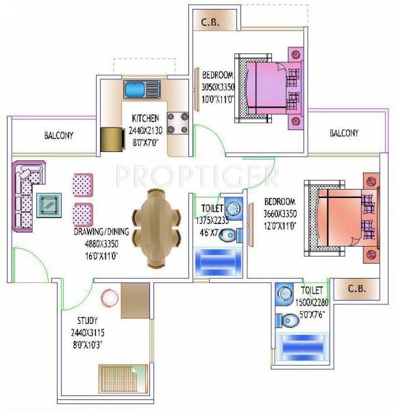 Amrapali Castle (2BHK+2T (1,075 sq ft) Study Room 1075 sq ft) Amrapali Castle (2BHK+2T (1,075 sq ft) Study Room 1075 sq ft)