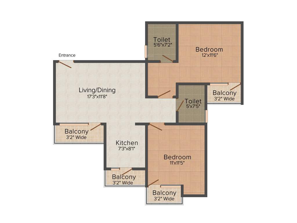 Sunshine Imperial Greens (2BHK+2T (1,150 sq ft) 1150 sq ft)