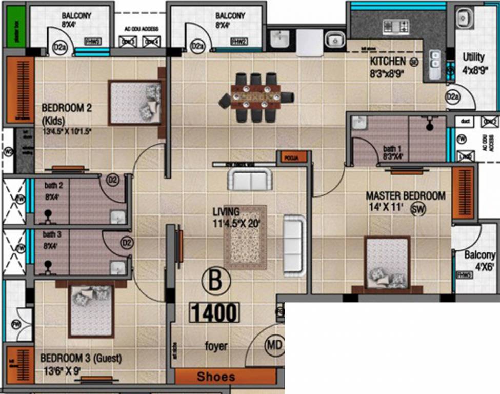 Vijay Associates Kamadhenu (3BHK+3T (1,400 sq ft) + Pooja Room 1400 sq ft) Vijay Associates Kamadhenu (3BHK+3T (1,400 sq ft) + Pooja Room 1400 sq ft)