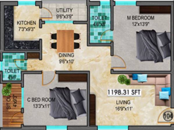 Anubandana Sai Balaji Enclave (2BHK+2T (1,198 sq ft) 1198 sq ft) Anubandana Sai Balaji Enclave (2BHK+2T (1,198 sq ft) 1198 sq ft)