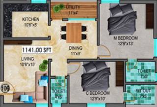 Anubandana Sai Balaji Enclave (2BHK+2T (1,141 sq ft) 1141 sq ft)