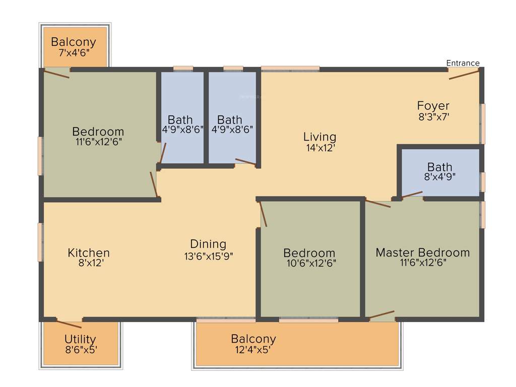 Myhna Myhna Maple (3BHK+3T (1,665 sq ft) 1665 sq ft)