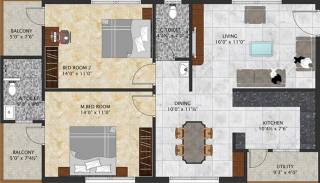 Anubandana Sai Paradise (2BHK+2T (1,260 sq ft) 1260 sq ft)